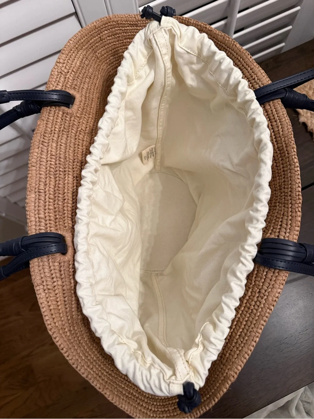Sezane Justine Basket Bag in Deep Natural Navy Raffia NWOT - Picture 3 of 6